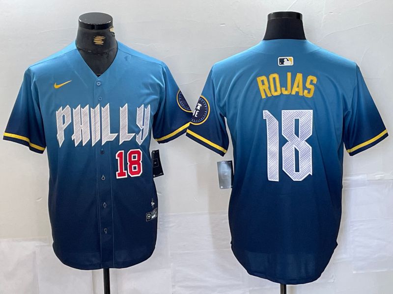 Men Philadelphia Phillies #18 Rojas Blue City Edition Nike 2024 MLB Jersey style 2
